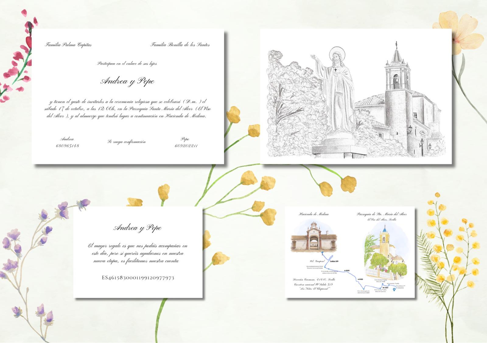 Invitación de boda de Andrea y Pepe